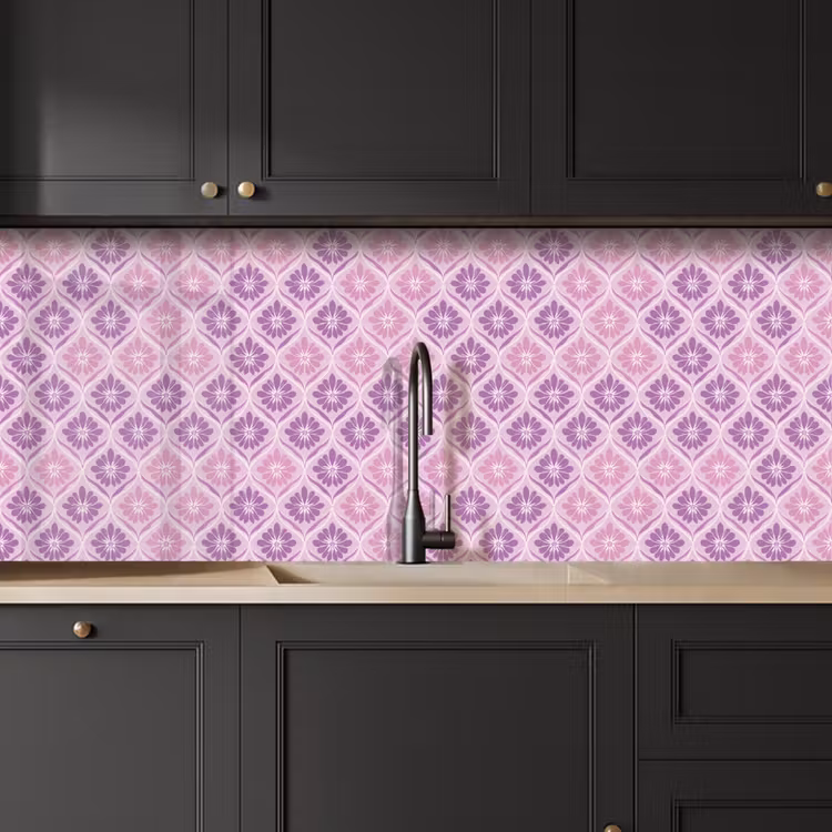 Bloemenruit - Patroon - Paars keuken achterwand 2 middel 871 -sfeer1