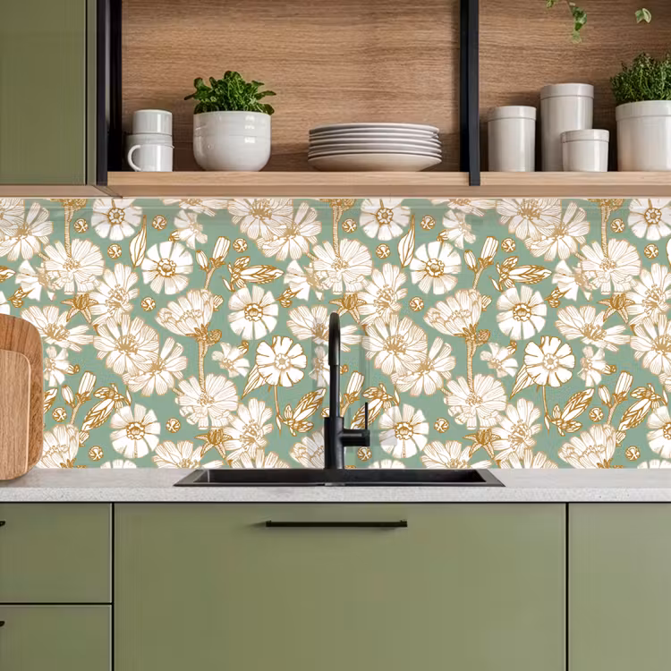 Bloem - Art nouveau - Design keuken achterwand 2 middel 871 -sfeer3
