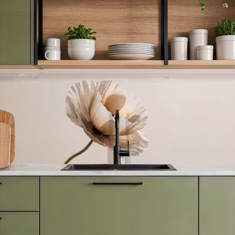 Bloem - Beige - Crème keuken achterwand 2 middel -sfeer3