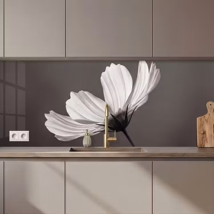 Bloem - Minimalistisch - Zwart - Wit keuken achterwand 2 middel zz_3dshopping