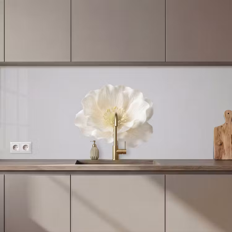 Bloem - Minimalistisch -Wit keuken achterwand 2 middel zz_3dshopping