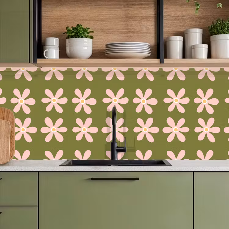 Bloem - Modern - Groen keuken achterwand 2 middel 871 -sfeer3