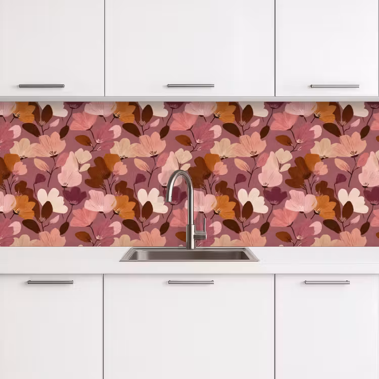 Bloem - Patroon - Roze keuken achterwand 2 groot 857 -3d