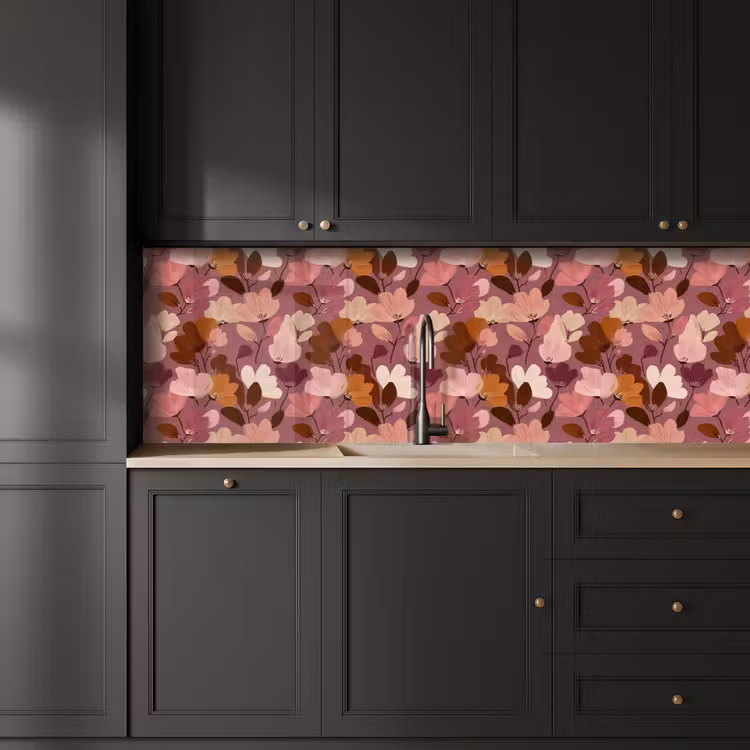 Bloem - Patroon - Roze keuken achterwand 2 groot 857 -sfeer1