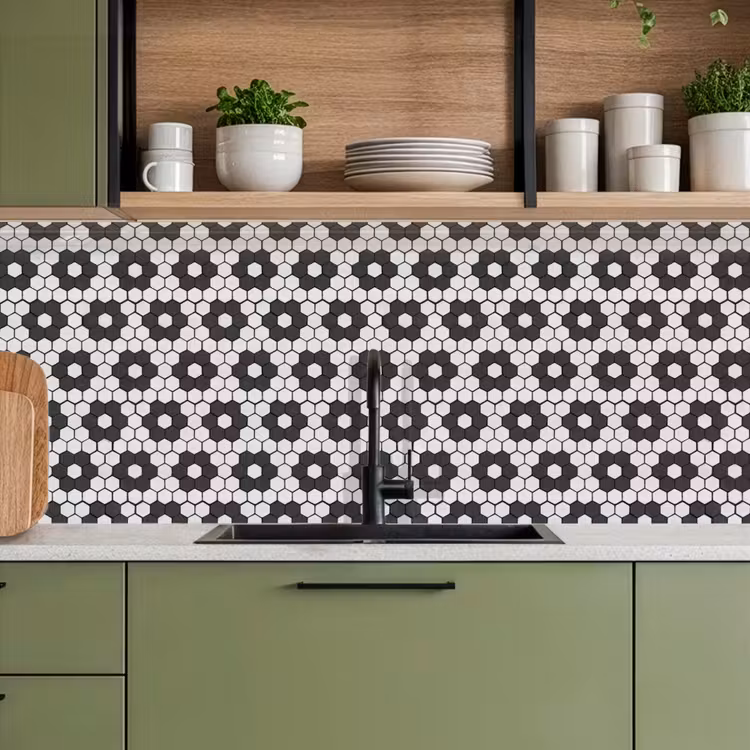 Bloem - Vorm - Patroon - Zwart keuken achterwand 2 middel 871 -sfeer3