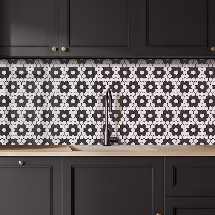 Bloem - Vorm - Patroon - Zwart keuken achterwand 2 middel 871 -sfeer1