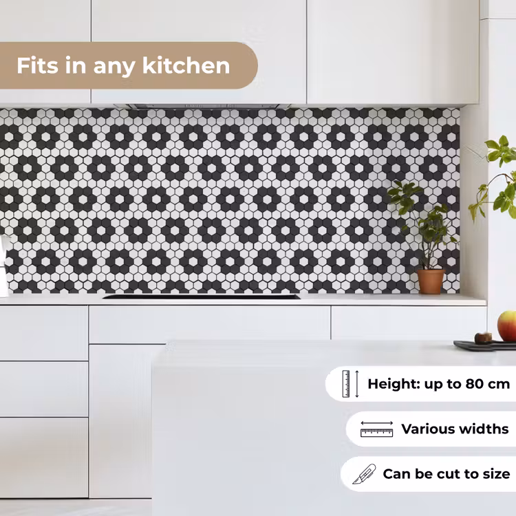Bloem - Vorm - Patroon - Zwart keuken achterwand 2 middel 871 -sfeer4_UK