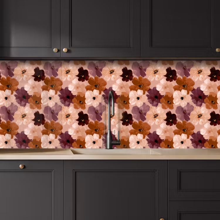Bloemen - Abstract - Aardetinten keuken achterwand 2 middel 871 -sfeer1