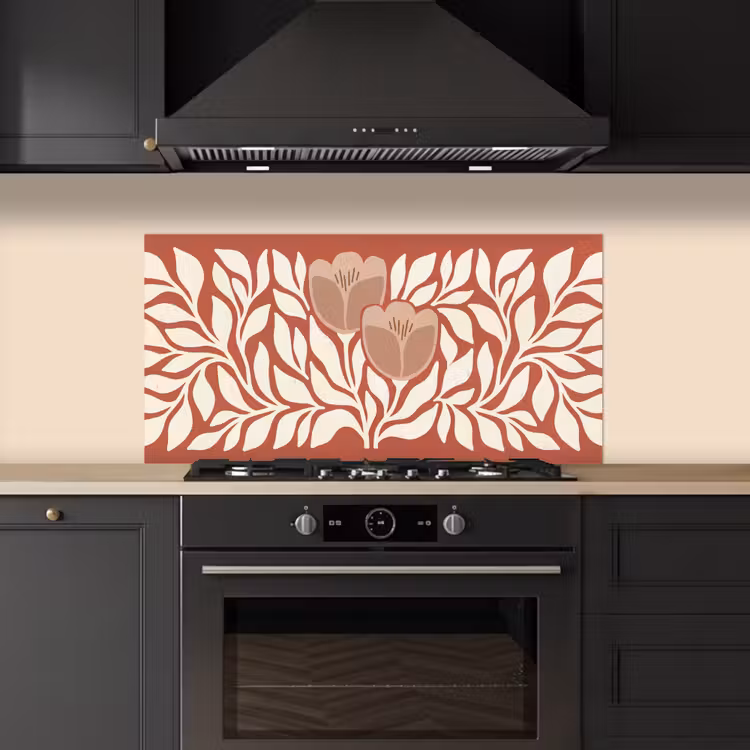 Bloemen - Abstract - Modern - Beige - Natuur keuken achterwand spatscherm middel -sfeer1