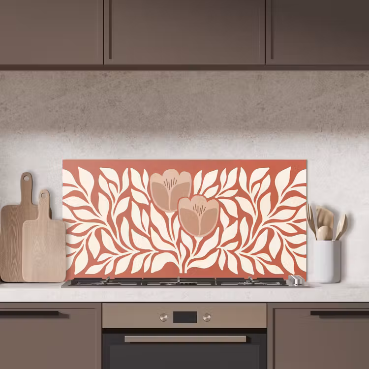 Bloemen - Abstract - Modern - Beige - Natuur keuken achterwand spatscherm middel -sfeer2