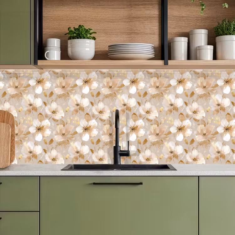 Bloemen - artistiek - Goud keuken achterwand 2 middel 871 -sfeer3