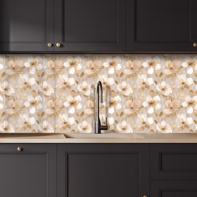 Bloemen - artistiek - Goud keuken achterwand 2 middel 871 -sfeer1