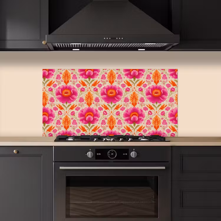 Bloemen - Barok - Roze - Oranje keuken achterwand spatscherm middel 899 -sfeer1