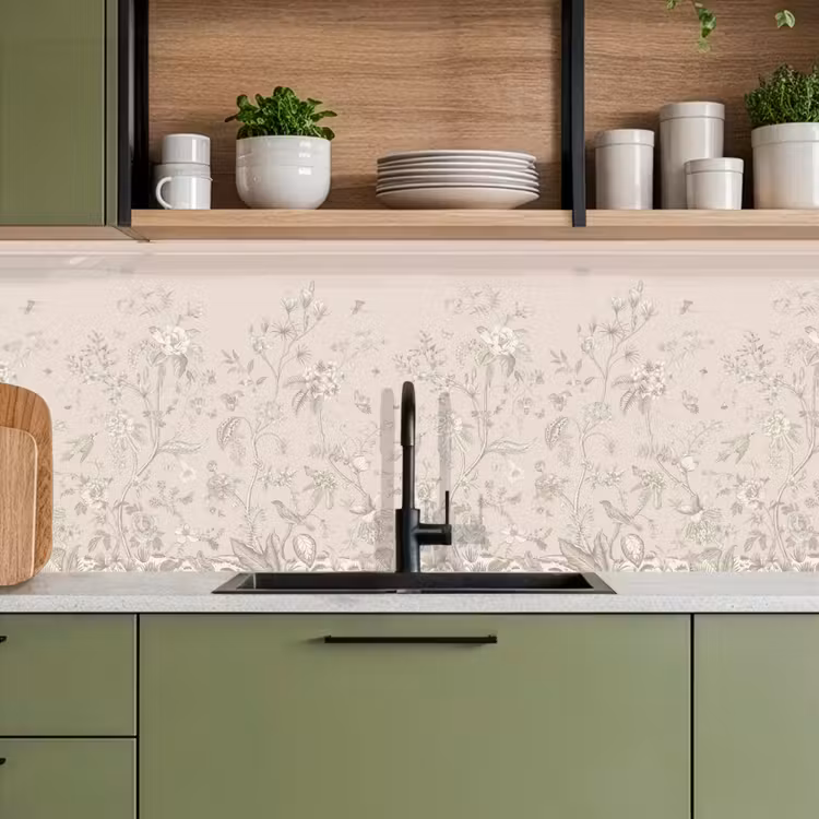 Bloemen - Beige - Botanisch - Vintage keuken achterwand 2 middel -sfeer3