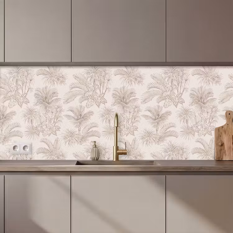Bloemen - Beige - Planten - Vintage keuken achterwand 2 middel zz_3dshopping