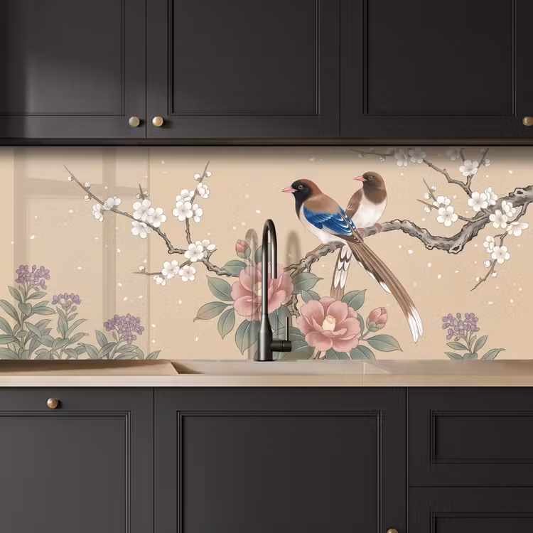 Bloemen - Vogels - Bloemen keuken achterwand 2 middel -sfeer1