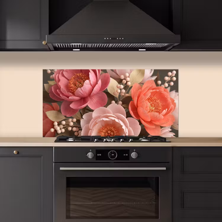 Bloemen - Bloesem - Zacht - Koraal - Decoratie keuken achterwand spatscherm middel -sfeer1