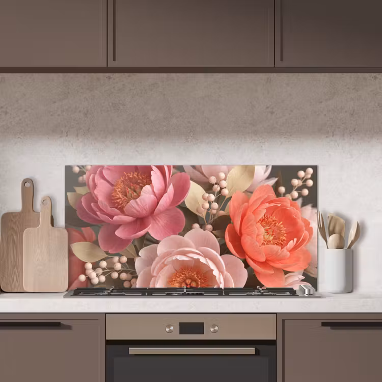 Bloemen - Bloesem - Zacht - Koraal - Decoratie keuken achterwand spatscherm middel -sfeer2