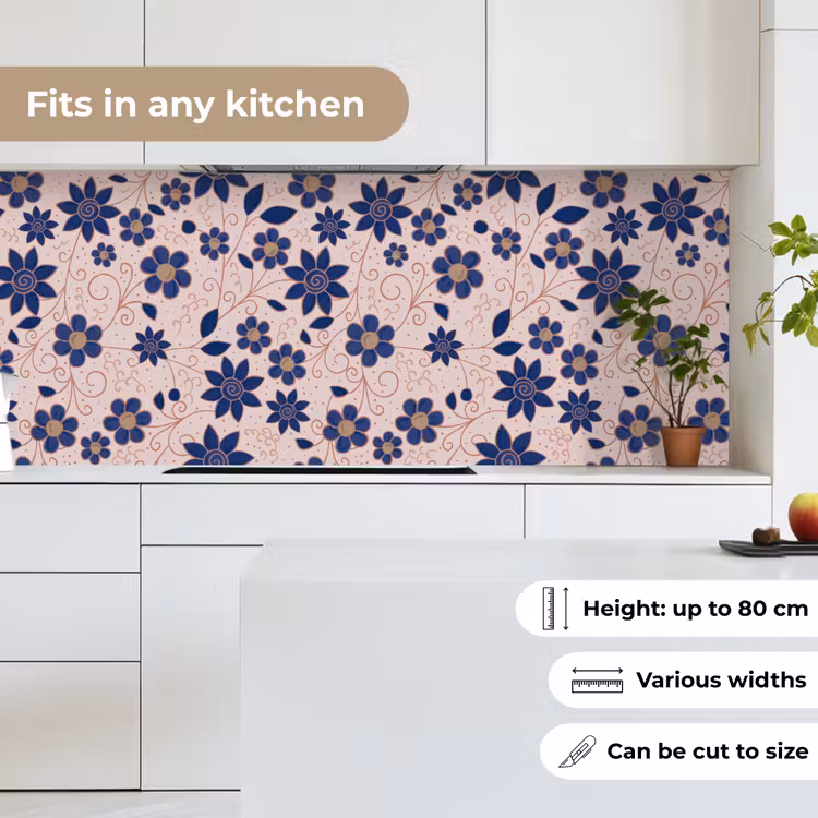 Bloemen - Blauw - Japan - Patronen keuken achterwand 2 middel 871 -sfeer4_UK