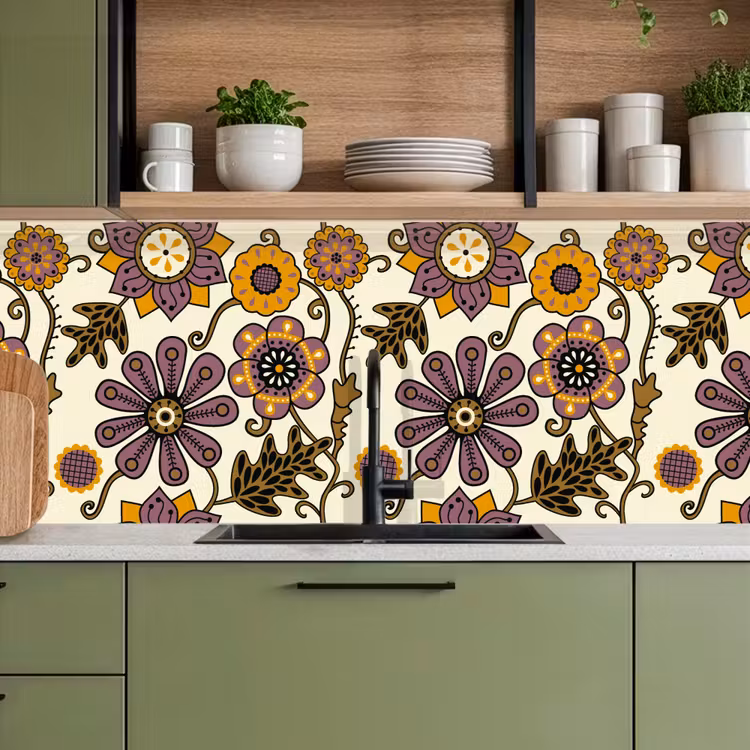 Bloemen - Bohemian - Vintage - Cartoon keuken achterwand 2 middel 871 -sfeer3
