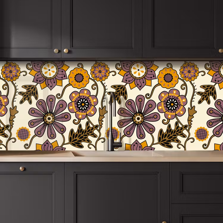 Bloemen - Bohemian - Vintage - Cartoon keuken achterwand 2 middel 871 -sfeer1