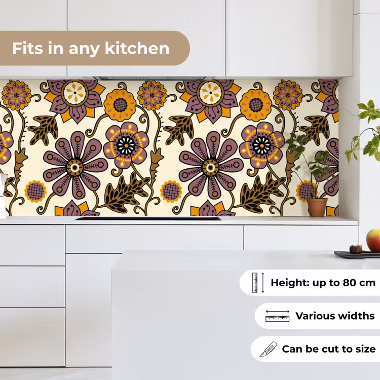 Bloemen - Bohemian - Vintage - Cartoon keuken achterwand 2 middel 871 -sfeer4_UK