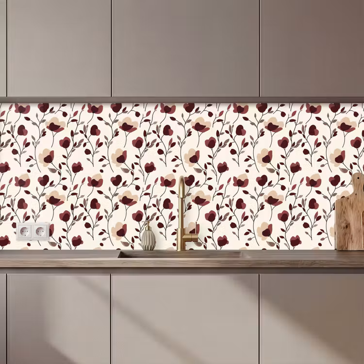 Bloemen - Botanisch - Bordeaux keuken achterwand 2 middel 871 zz_3dshopping