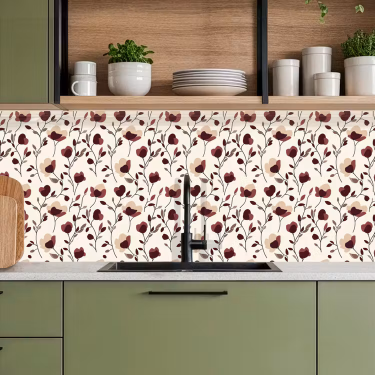 Bloemen - Botanisch - Bordeaux keuken achterwand 2 middel 871 -sfeer3