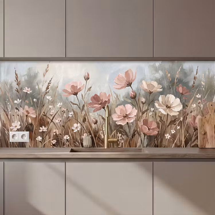 Bloemen - Botanisch - Schilderij - Pastel - Rustiek keuken achterwand 2 middel zz_3dshopping