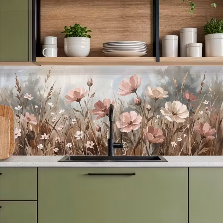 Bloemen - Botanisch - Schilderij - Pastel - Rustiek keuken achterwand 2 middel -sfeer3