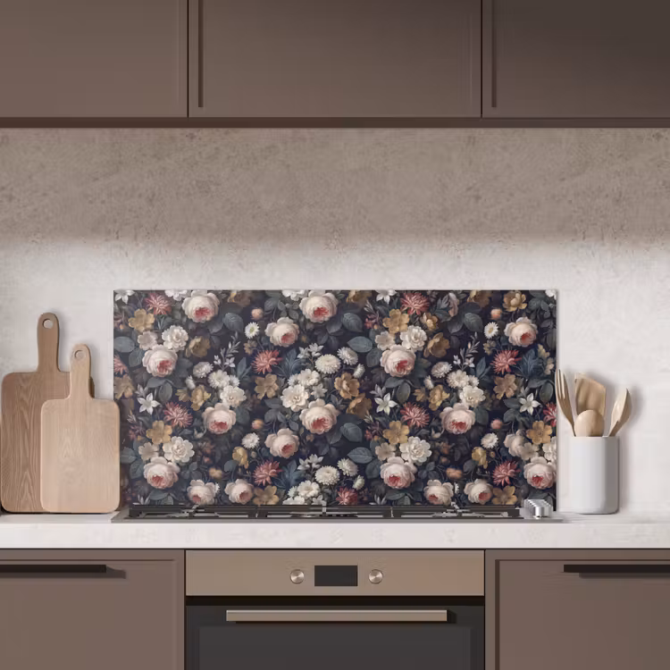 Bloemen - Boeket - Botanisch - Vintage - Donkere achtergrond keuken achterwand spatscherm middel -sfeer2