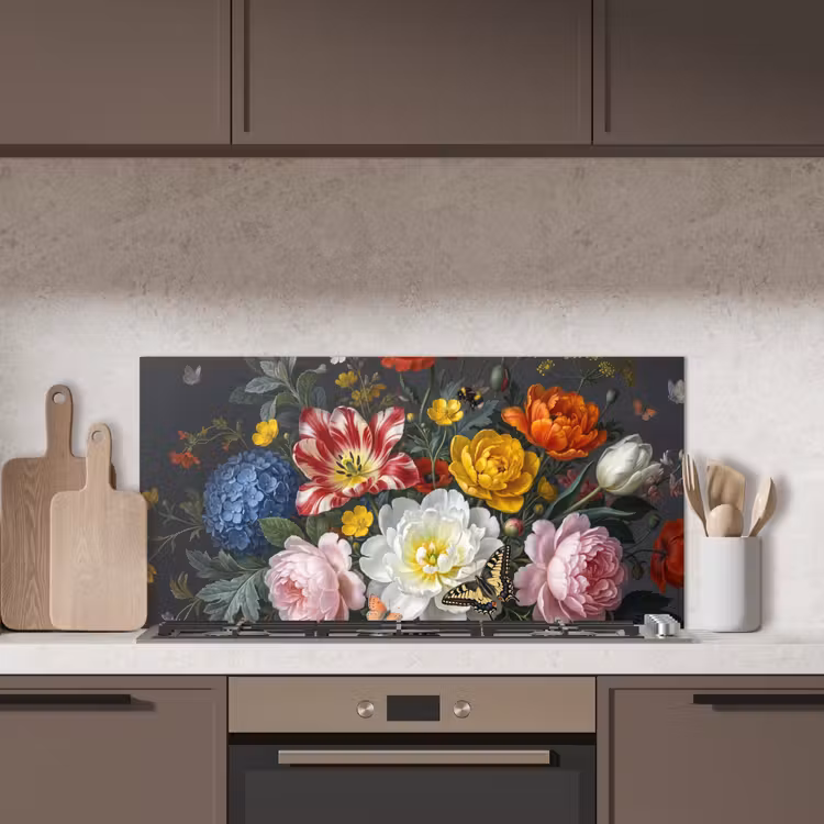Bloemen - Boeket - Klassiek - Kleurrijk - Natuur keuken achterwand spatscherm middel -sfeer2