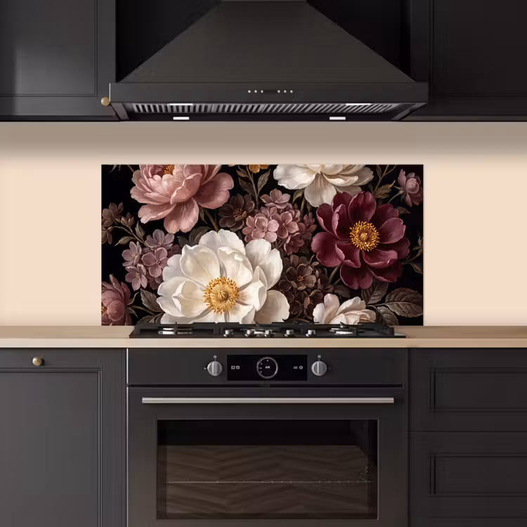 Bloemen - Boeket - Klassiek - Donker - Rood keuken achterwand spatscherm middel -sfeer1