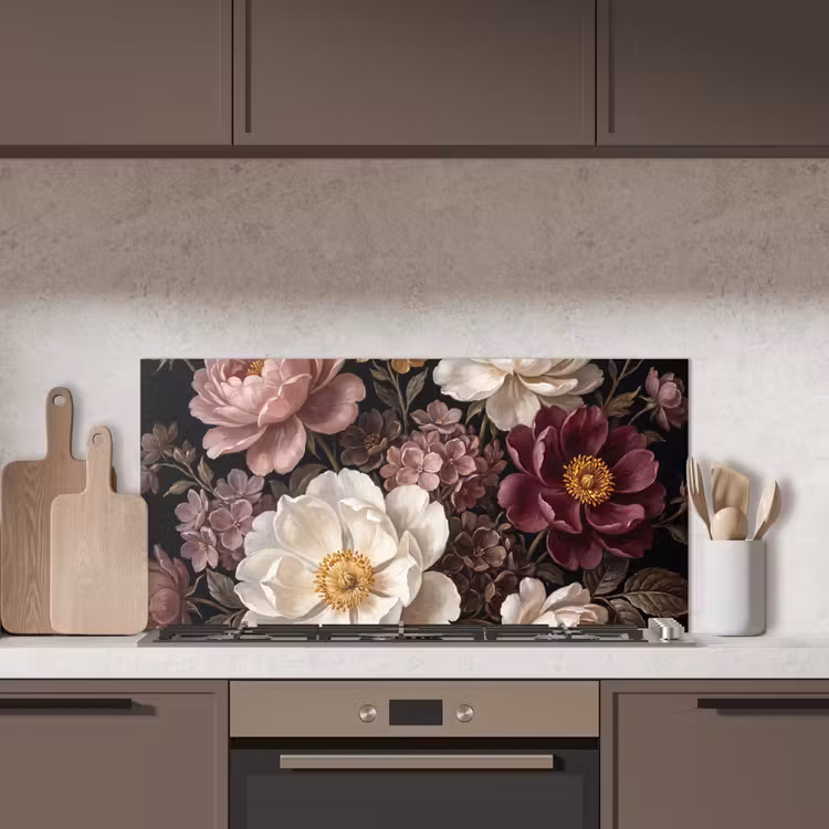 Bloemen - Boeket - Klassiek - Donker - Rood keuken achterwand spatscherm middel -sfeer2