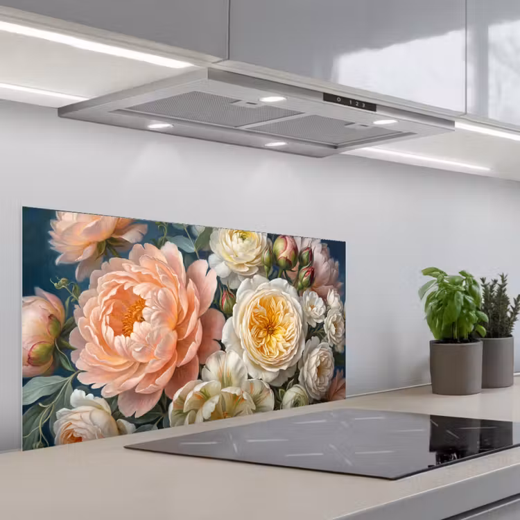 Bloemen - Boeket - Natuur - Klassiek - Kleurrijk keuken achterwand spatscherm middel -3d_schuin