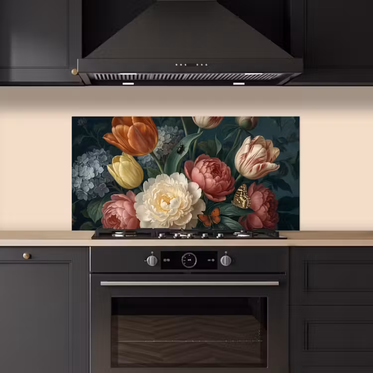 Bloemen - Boeket - Natuur - Klassiek - Donker keuken achterwand spatscherm middel -sfeer1