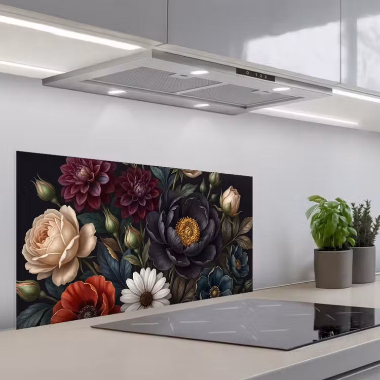 Bloemen - Boeket - Natuur - Klassiek - Weelderig keuken achterwand spatscherm middel -3d_schuin