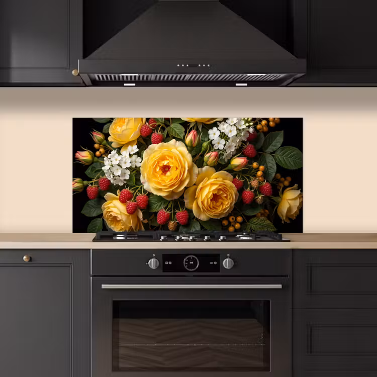 Bloemen - Boeket - Natuur - Klassiek - Geel keuken achterwand spatscherm middel -sfeer1