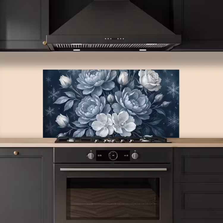 Bloemen - Boeket - Winter - Abstract - Blauw keuken achterwand spatscherm middel -sfeer1