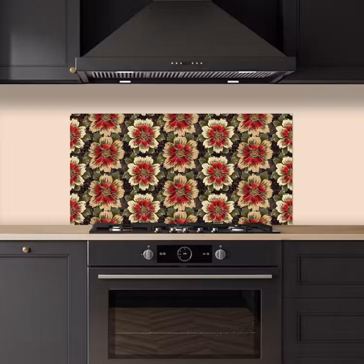 Bloemen - Klassiek - Patroon - Rood keuken achterwand spatscherm middel 899 -sfeer1