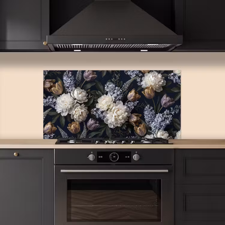Bloemen - Donker - Elegant - Natuur - Wit keuken achterwand spatscherm middel -sfeer1