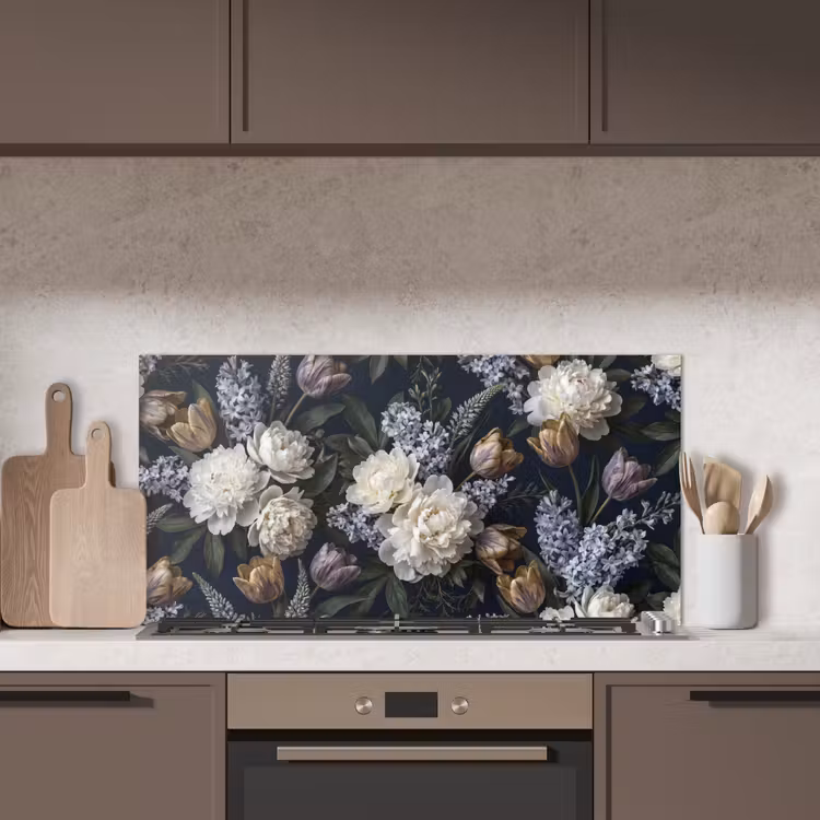 Bloemen - Donker - Elegant - Natuur - Wit keuken achterwand spatscherm middel -sfeer2