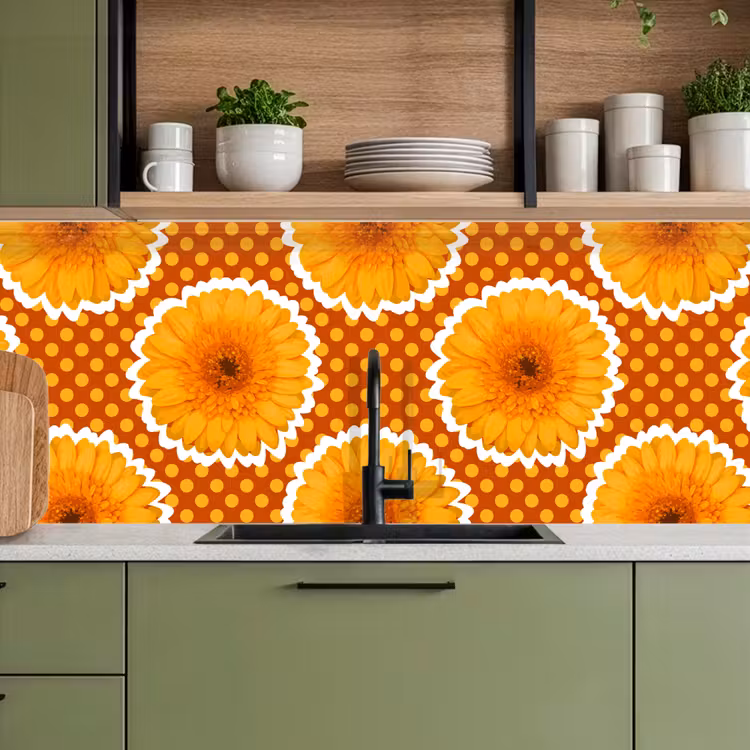 Bloemen - Stippen - Vintage - Patroon keuken achterwand 2 middel 871 -sfeer3
