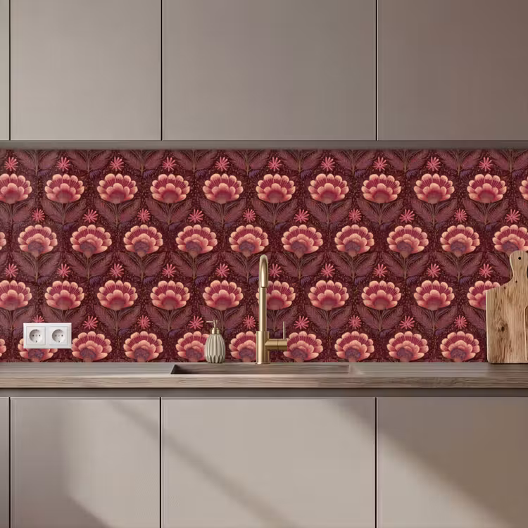 Bloemen - Waaier - Paars keuken achterwand 2 middel 871 zz_3dshopping