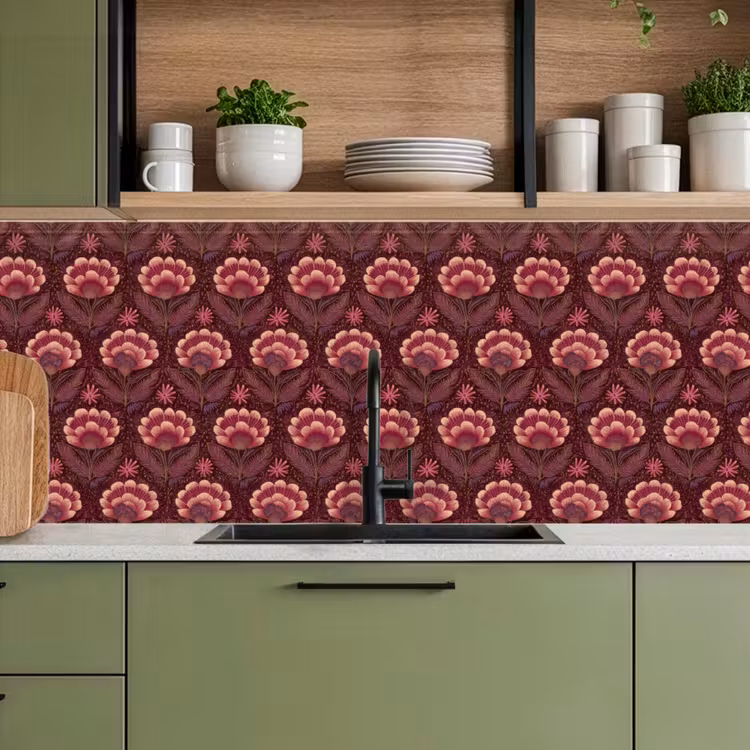 Bloemen - Waaier - Paars keuken achterwand 2 middel 871 -sfeer3