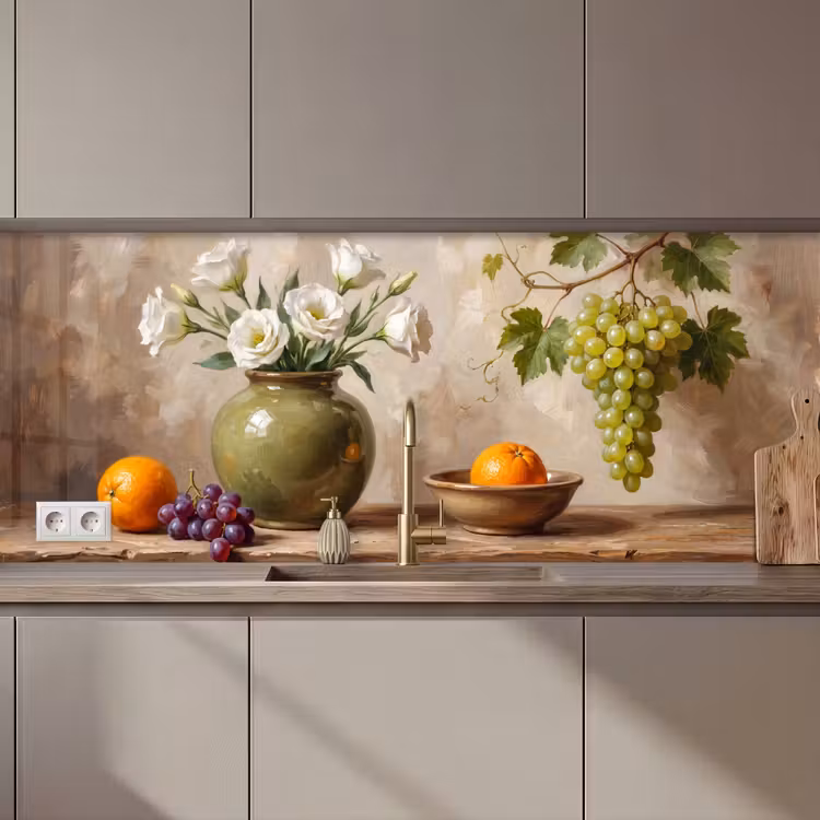 Kitchen Wall Splashback - Flowers - Fruit - Still Life - Bloemen - Fruit - Stilleven keuken achterwand 2 middel zz_3dshopping