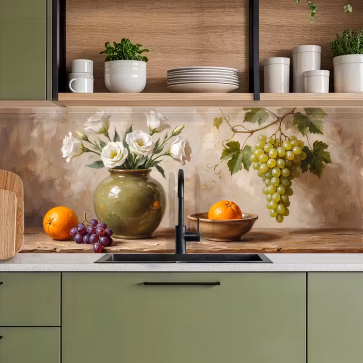 Kitchen Wall Splashback - Flowers - Fruit - Still Life - Bloemen - Fruit - Stilleven keuken achterwand 2 middel