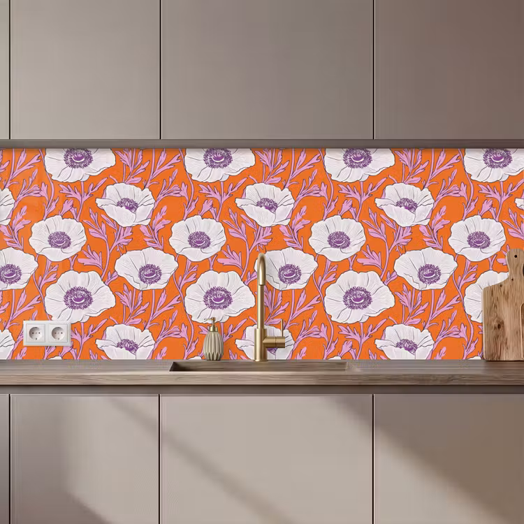 Bloemen - Grafisch - Oranje keuken achterwand 2 middel 871 zz_3dshopping