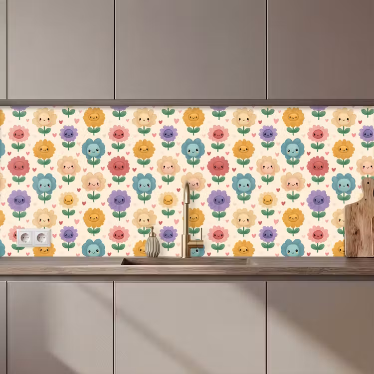 Bloemen - Hartjes - Kleurrijk keuken achterwand 2 middel 871 zz_3dshopping