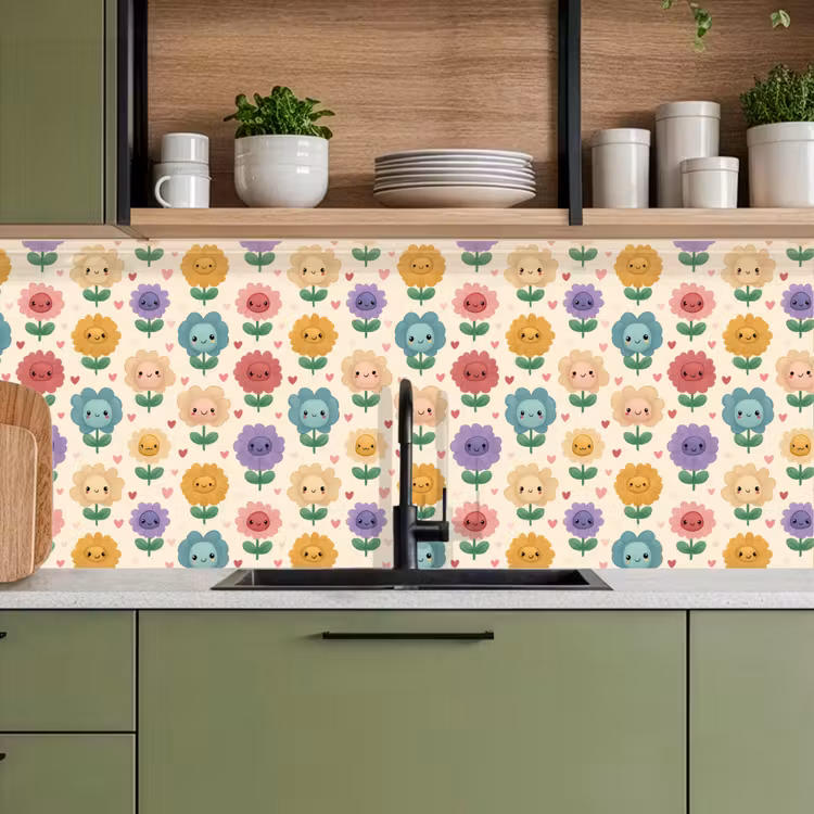 Bloemen - Hartjes - Kleurrijk keuken achterwand 2 middel 871 -sfeer3